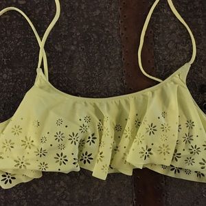 VS PINK Flounce Floral Shoulder Tie Bikini Top